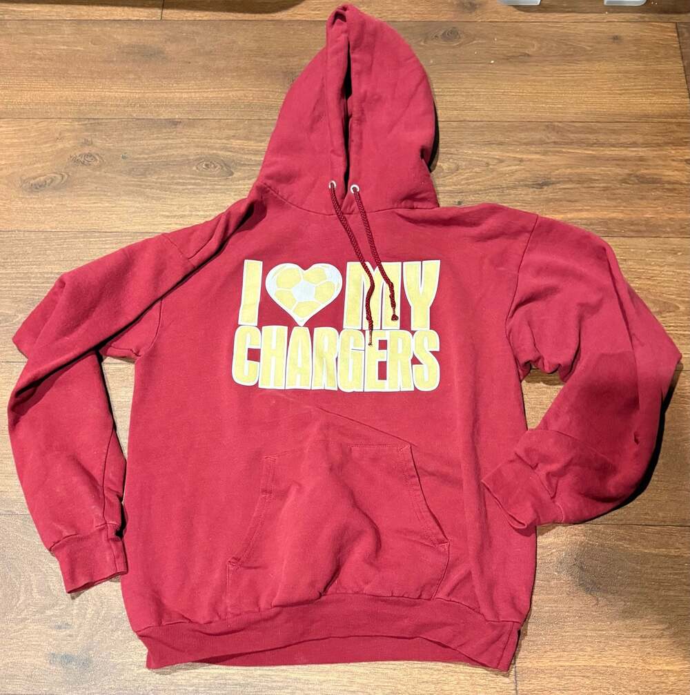 Port and Company Classic I Love My Chargers Maroon Pullover Hoodie Adult Medium
